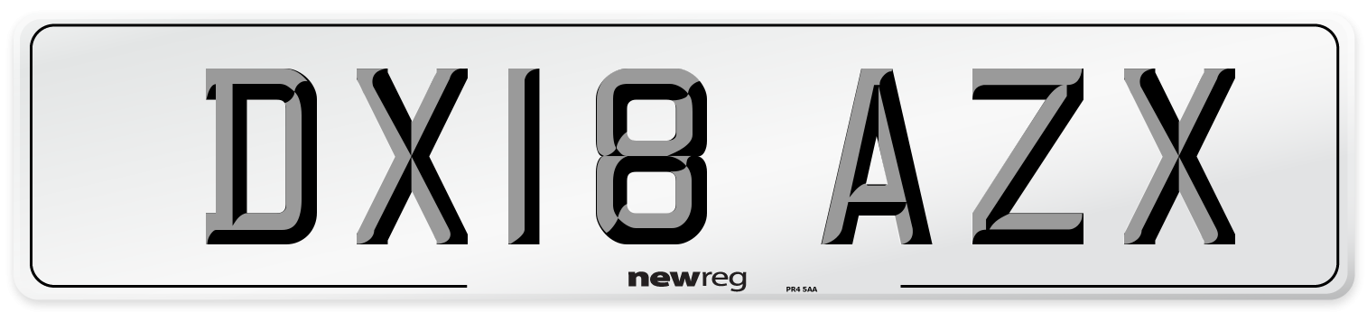 DX18 AZX Number Plate from New Reg